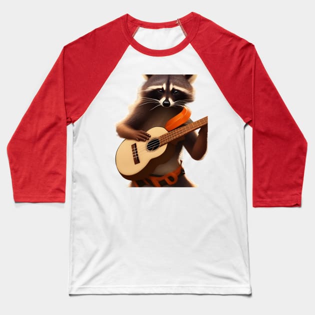 Raccoon wielding ukulele Baseball T-Shirt by mdr design